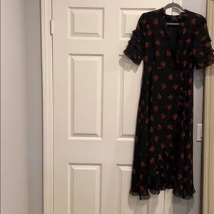 Zara wrap ruffle floral midi dress